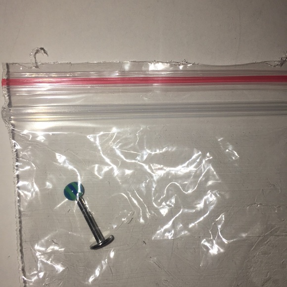 Blue & green striped nose stud - Picture 1 of 1